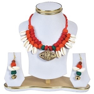 Dokra Tribal Handmade Necklace Set With Thread Ball
