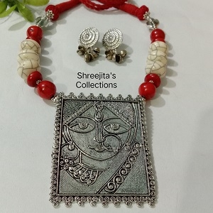 Oxidised Maa Durga Designer Necklace Set
