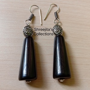 Black Tribal Chemical Beads Dangler Earrings
