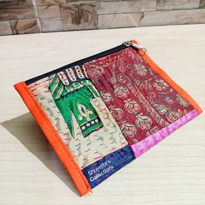 Kantha Stitch Mini Pouch Bag