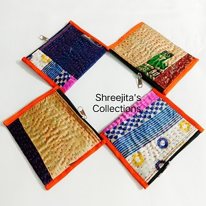 Kantha Stitch Mini Pouch Combo Pack Of 4