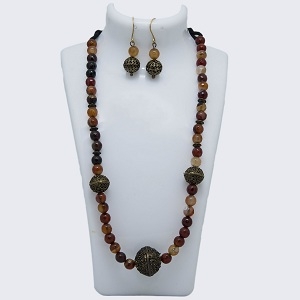 Rust Onyx Golden Handmade Necklace Set