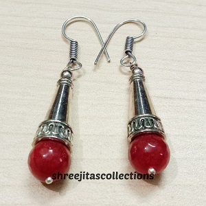 Red Agate Gemstone Handmade Dangler Earrings