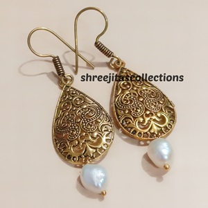 Pearl Golden Charm Handmade Earrings