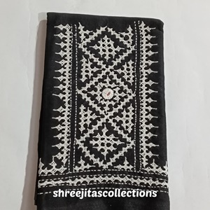 Gujrati Stitch Cotton Blouse Piece Black