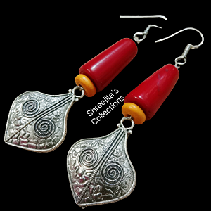 Oxidised Boho Chemical Beads Dangler Earrings
