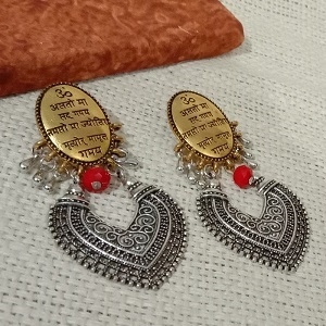 Dual Tone Oxidised Chandelier Handmade Fashion Earrings